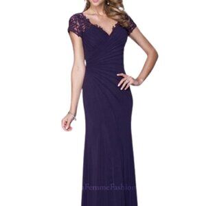 NWT La Femme 21690SC Lace Evening Dress Plum size 6
